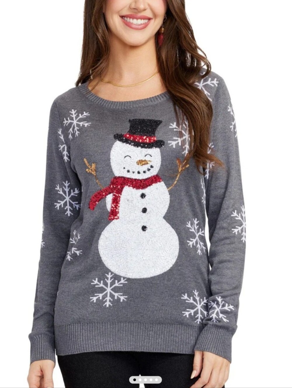 NWT!Tipsy Elves Sequined Snow Day Christmas Sweater,Grey,Size XL, MSRP $60